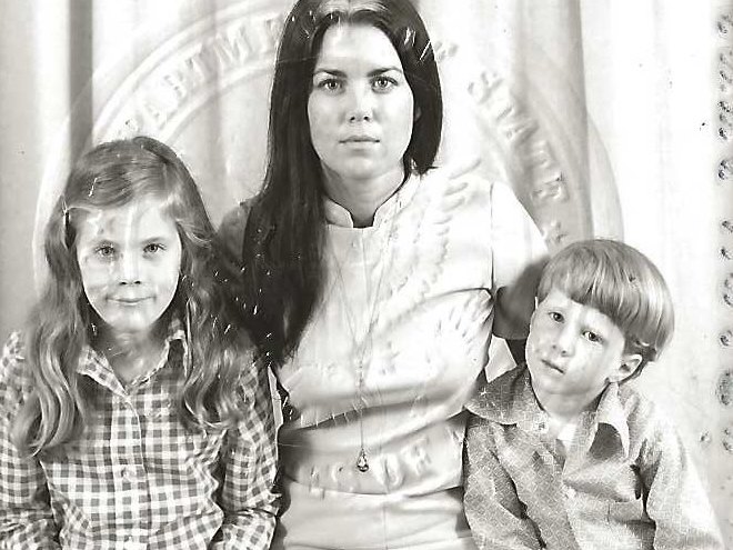 Our mother, Connee, with Kim and Robert in their 1970s passport photo